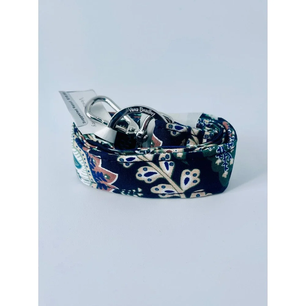 Vera Bradley Wide Lanyard NWT Java Navy  Camo ID Badge Holder Keychaib